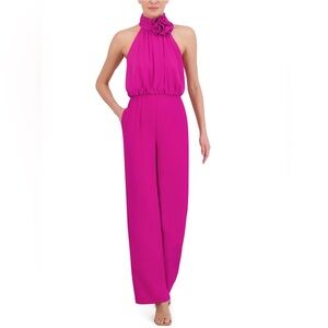 Eliza J Rosette Detail Sleeveless Jumpsuit Magenta